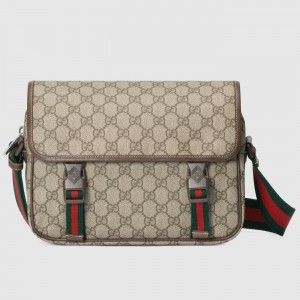 Gucci Men's Messenger Bag in Beige GG Supreme Canvas