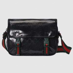 Gucci Men's Messenger Bag in Black GG Crystal Canvas