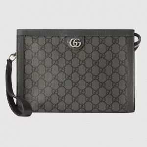 Gucci Ophidia GG Portfolio Pouch in Grey GG Supreme Canvas