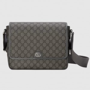 Gucci Ophidia Medium Messenger Bag in Grey GG Supreme Canvas