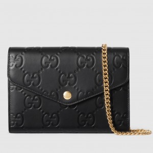 Gucci Chain Wallet in Black GG Leather
