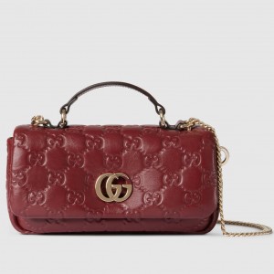 Gucci GG Milano Mini Top Handle Bag in Red GG Puffy Leather