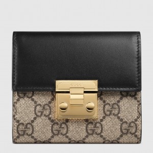 Gucci Padlock Trifold Wallet In GG Supreme Canvas