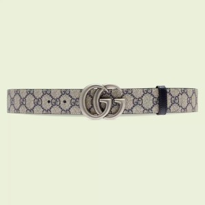 Gucci GG Marmont Reversible Belt 38MM in Blue GG Canvas