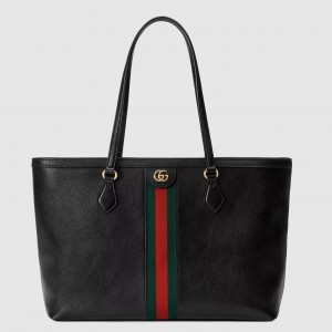 Gucci Ophidia GG Medium Tote Bag in Black Leather