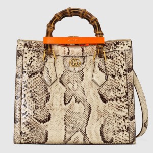 Gucci Diana Small Tote Bag in Natural Python Embossed Leather