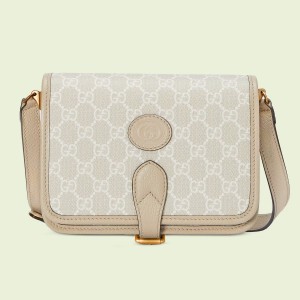 Gucci Mini Shoulder Bag in White GG Supreme with Interlocking G