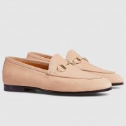 Gucci Women's Jordaan Loafers in Beige Suede Calfskin