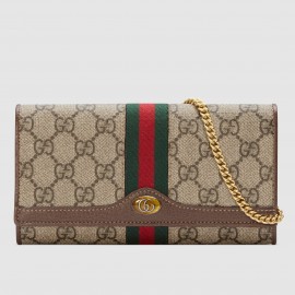 Gucci Ophidia Chain Wallet in Beige GG Supreme Canvas