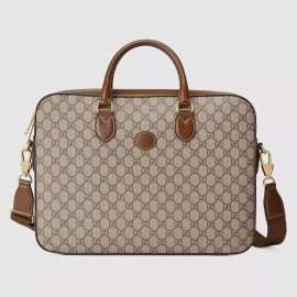 Gucci Briefcase Bag in GG Supreme Canvas with Interlocking G