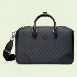 Gucci Duffle Bag in Black GG Supreme Canvas with Interlocking G