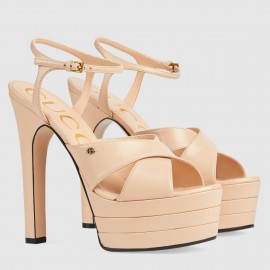 Gucci Platform Sandals 135mm in Pink Leather