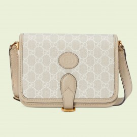 Gucci Mini Shoulder Bag in White GG Supreme with Interlocking G