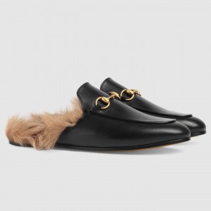 Gucci Women's Princetown Slippers with Lamb Wool