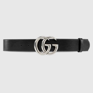 Gucci GG Marmont Black Belt 38MM with Antique Silver Buckle