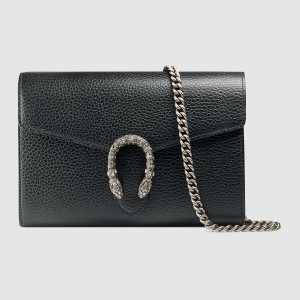 Gucci Dionysus Mini Chain Wallet in Black Leather