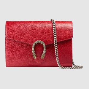 Gucci Dionysus Mini Chain Wallet in Red Leather