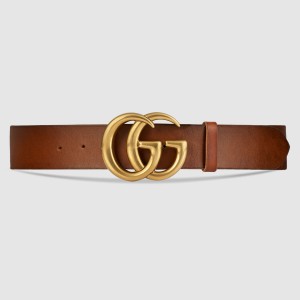 Gucci Brown Leather Belt 38MM with Double G Buckle