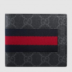 Gucci Bi-fold Wallet in Black GG Supreme with Web