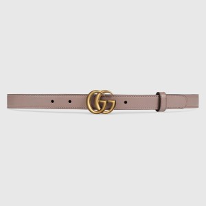 Gucci GG Marmont Thin Belt 20MM in Dusty Pink Leather
