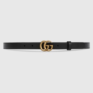 Gucci GG Marmont Thin Belt 20MM in Black Leather