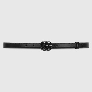 Gucci GG Marmont Belt 20MM in Black Leather with Black Buckle