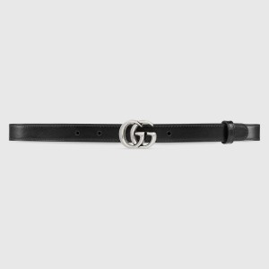 Gucci GG Marmont Thin Belt 20MM in Black Calfskin