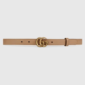 Gucci GG Marmont Thin Belt 20MM in Tan Leather