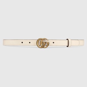 Gucci GG Marmont Thin Belt 20MM in White Leather
