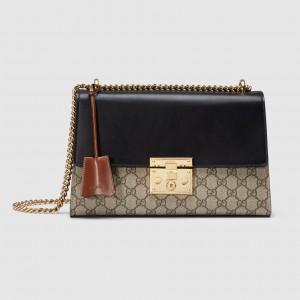 Gucci Padlock Medium Shoulder Bag in GG Canvas with Leather