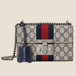 Gucci Padlock Small Shoulder Bag in Blue GG Supreme Canvas