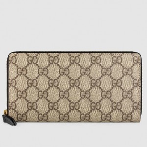 Gucci Zip Around Wallet In Beige GG Supreme Canvas