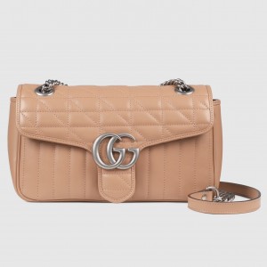 Gucci GG Marmont Small Shoulder Bag in Beige Matelasse Leather
