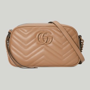 Gucci GG Marmont Small Camera Bag with Rose Beige Hardware