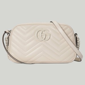 Gucci GG Marmont Small Camera Bag with White Hardware