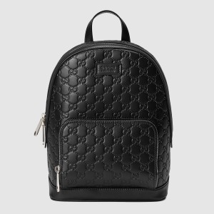 Gucci Small Backpack in Black Signature Leather 