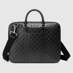 Gucci Large Briefcase in Black Signature Leather