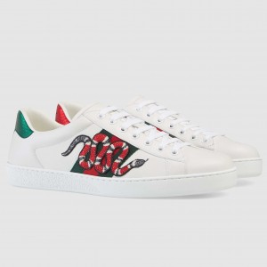 Gucci Men's Ace Sneakers with Embroidered Kingsnake