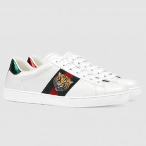 Gucci Men's Ace Sneakers with Embroidered Tiger