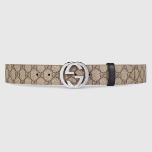 Gucci Beige GG Supreme Reversible Belt 38MM with Interlocking G Buckle