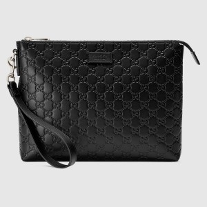 Gucci Portfolio Pouch in Black Signature Leather