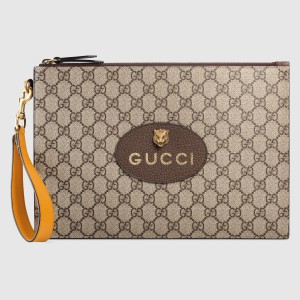 Gucci Neo Vintage Portfolio Pouch in Beige GG Supreme Canvas
