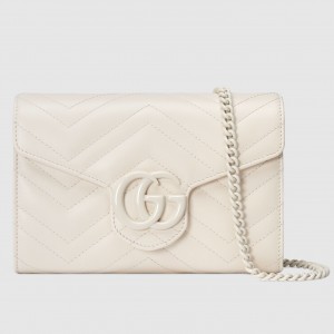 Gucci GG Marmont Mini Chain Bag in White Matelasse Calfskin