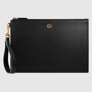 Gucci GG Marmont Portfolio Pouch in Black Leather