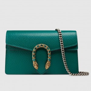 Gucci Dionysus Super Mini Bag in Green Grained Leather