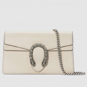 Gucci Dionysus Super Mini Bag in White Grained Leather