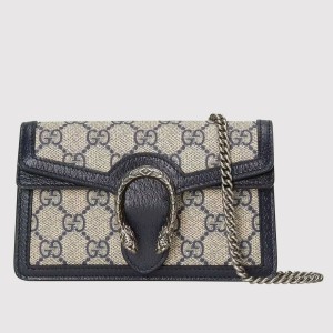 Gucci Dionysus Super Mini Bag in Blue GG Supreme Canvas