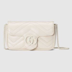 Gucci GG Marmont Super Mini Bag in White Matelasse Calfskin