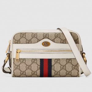Gucci Ophidia Mini Camera Bag in Canvas with White Leather Trim
