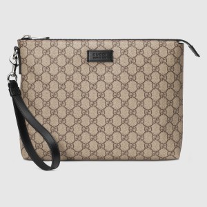 Gucci Portfolio Pouch in Beige GG Supreme Canvas